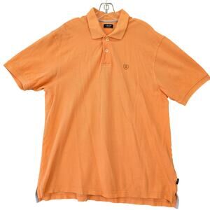Izod Silkwash Orange Polo Shirt Classic Short Sleeves Button Collar Men's Size L